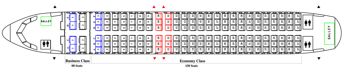 Расположения мест Airbus A310-200