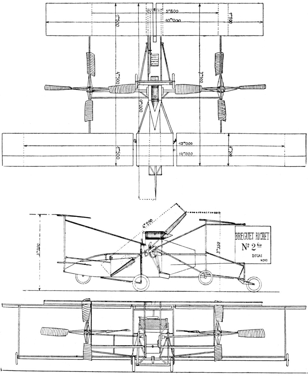 Чертеж Bréguet-Richet Gyroplane №2bis