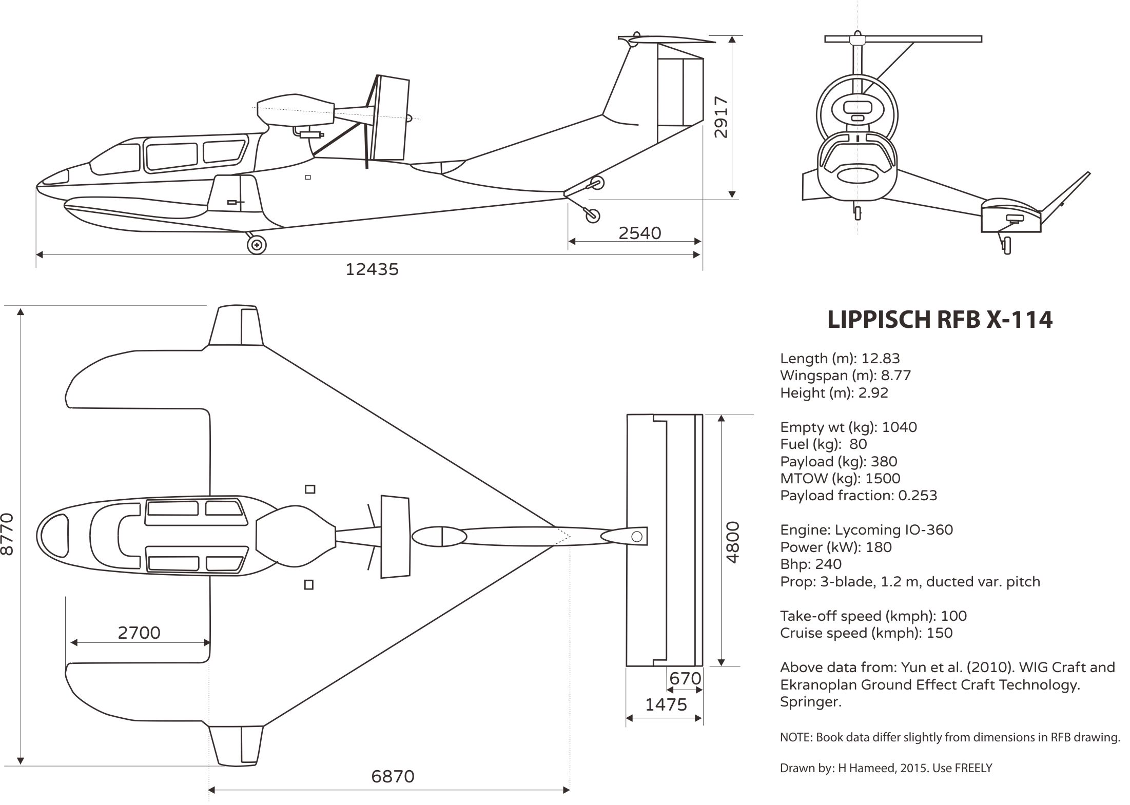 Чертеж экраноплана RFB X-114