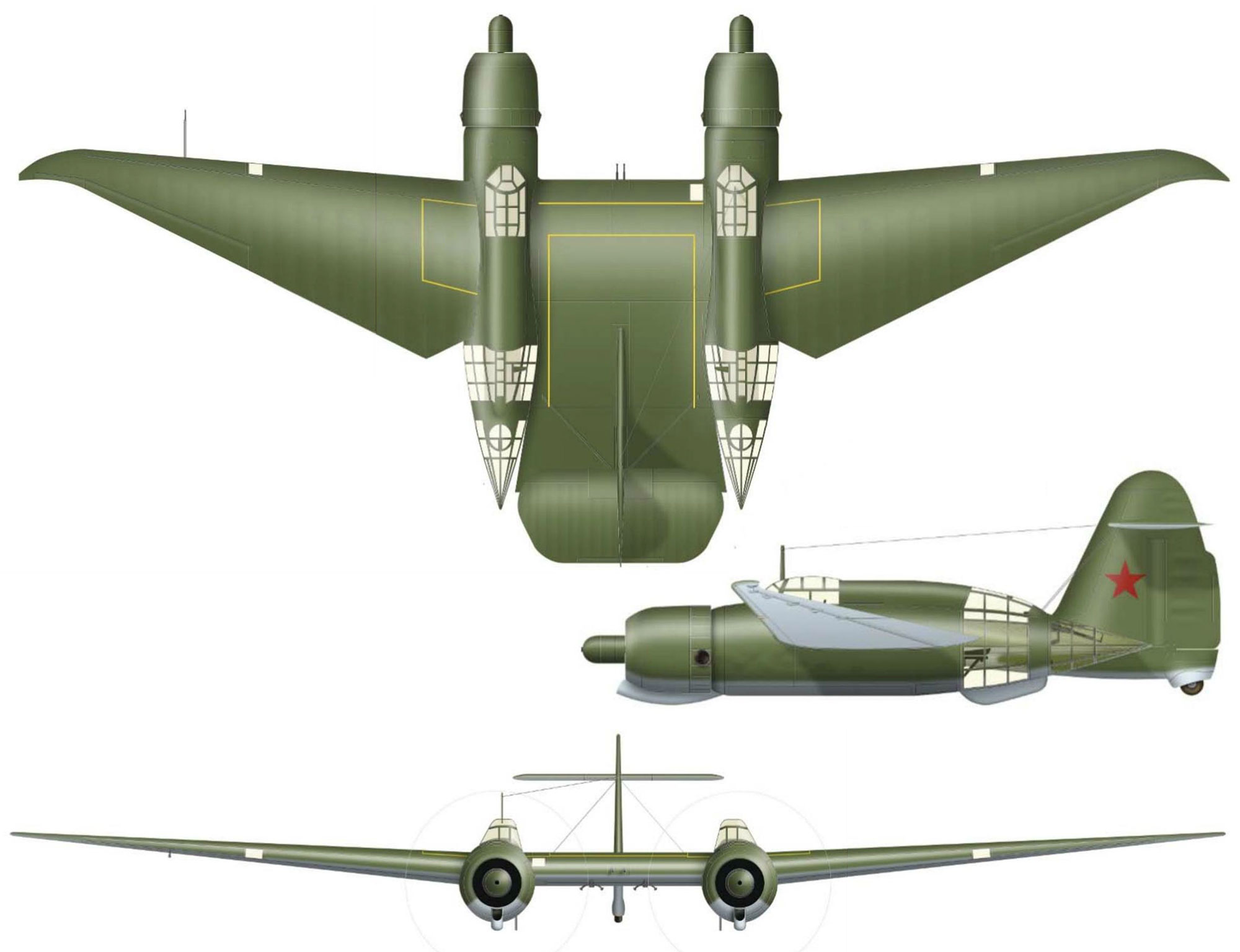 Чертеж дальнего бомбардировщика ДБ-ЛК