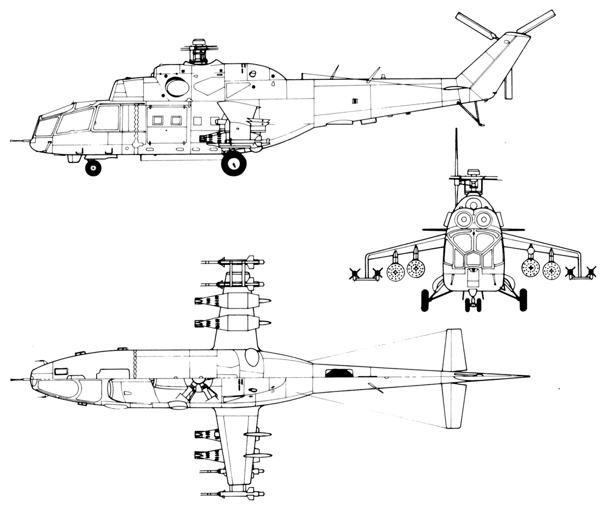 Чертеж вертолета Ми-24А