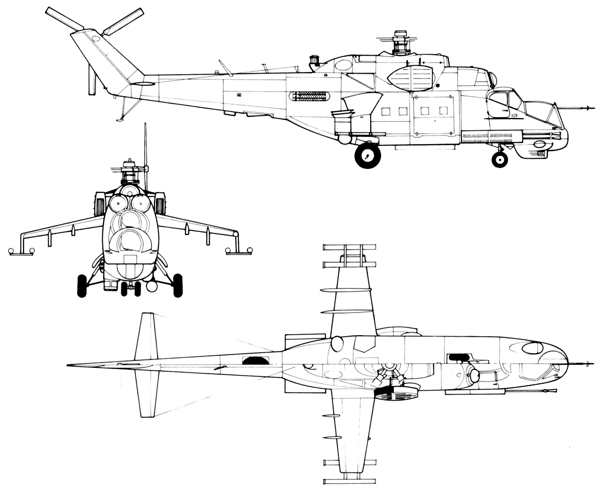 Чертеж вертолета Ми-24П