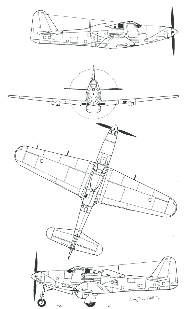 Чертеж Bell P-63
