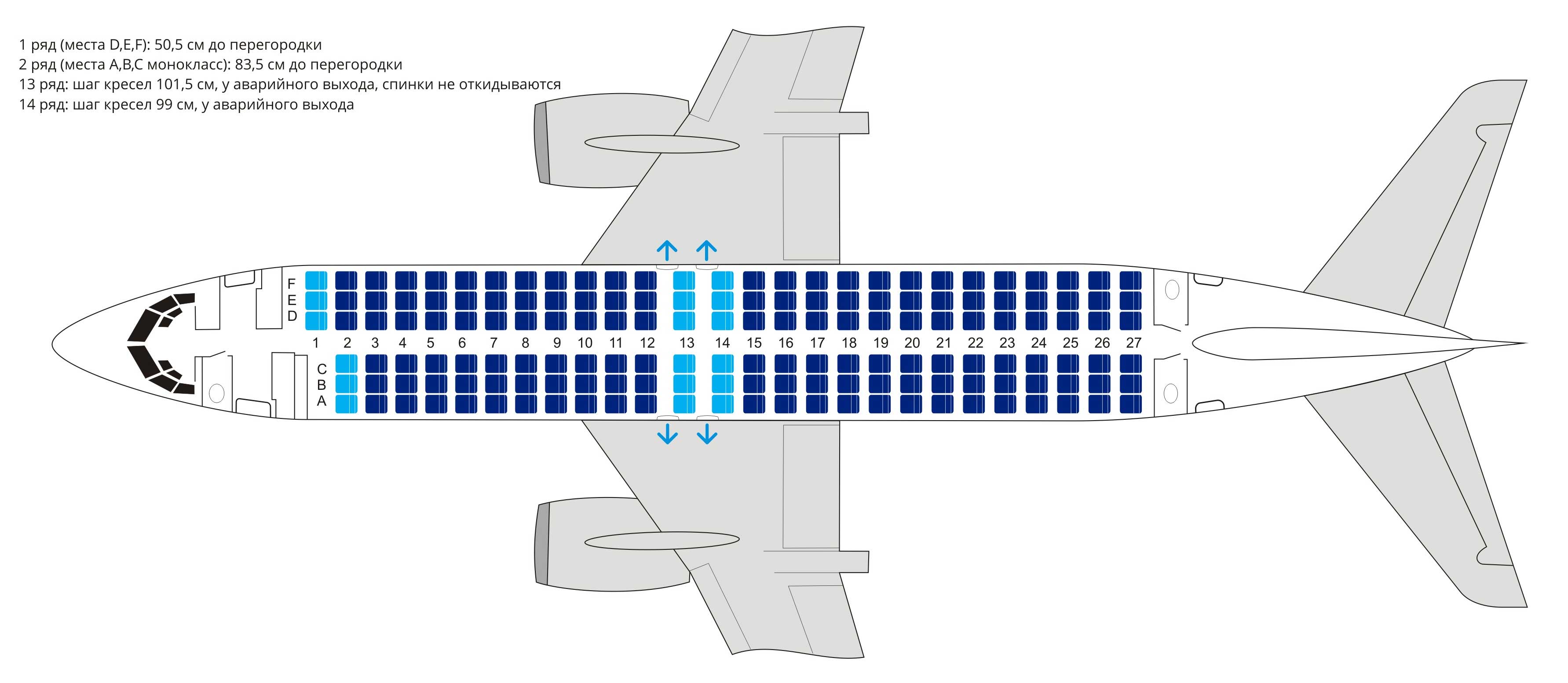 Компоновка салона самолета Boeing 737-200