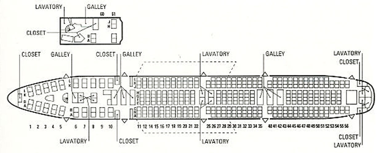 Расположение мест Boeing 747-100