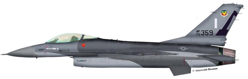 Силуэт истребителя F-16A