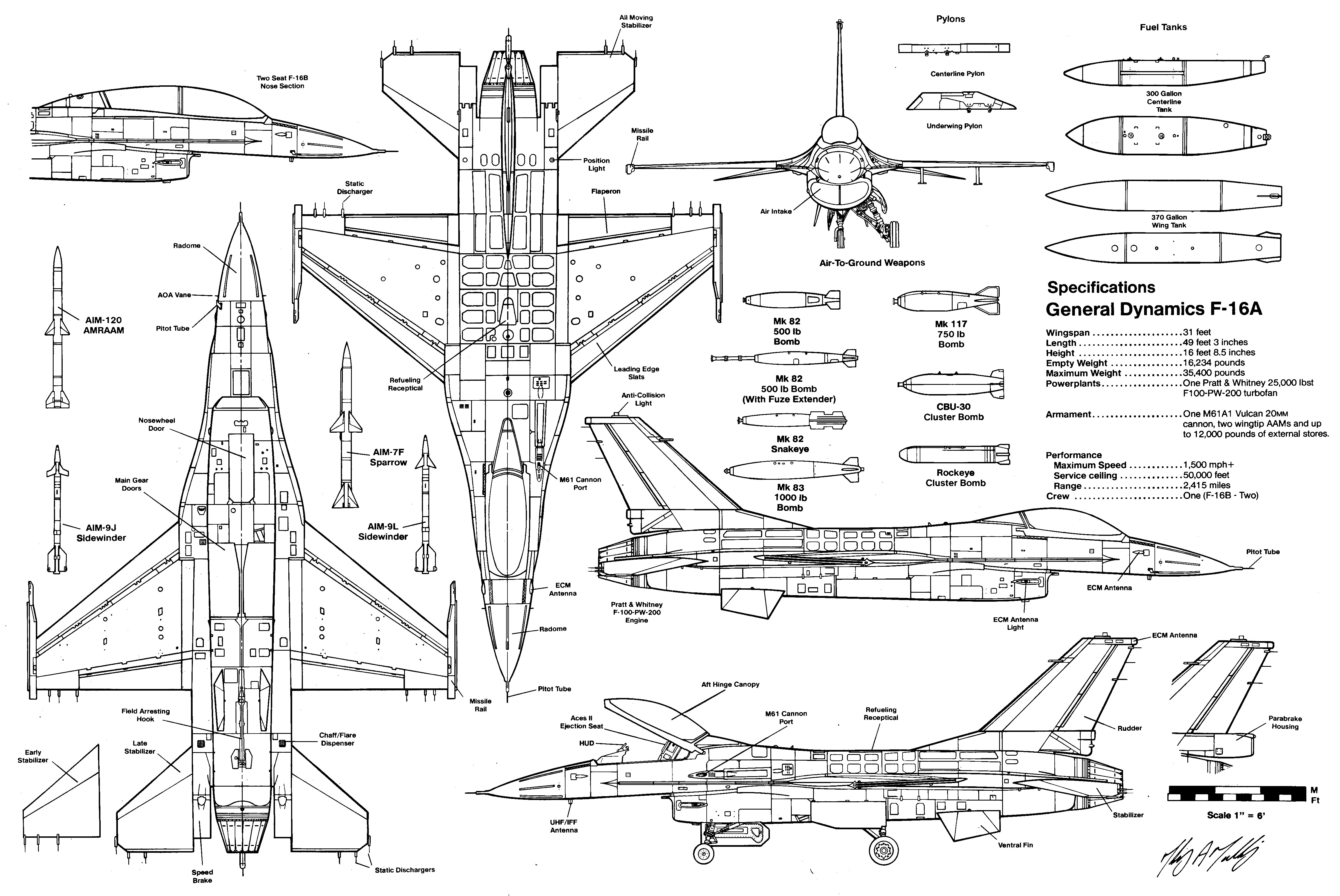 Чертеж F-16A