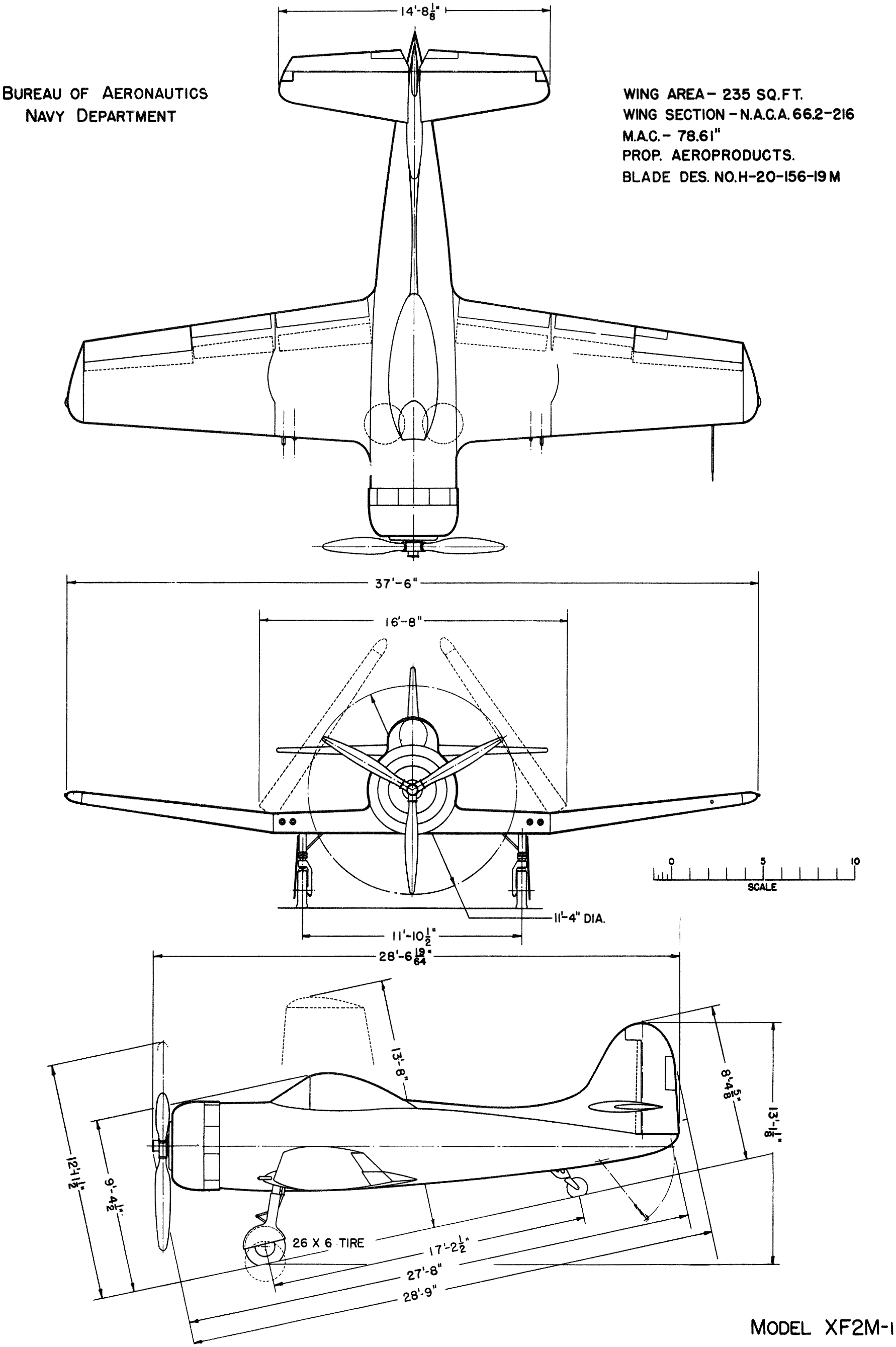 Чертеж Grumman XF2M-1