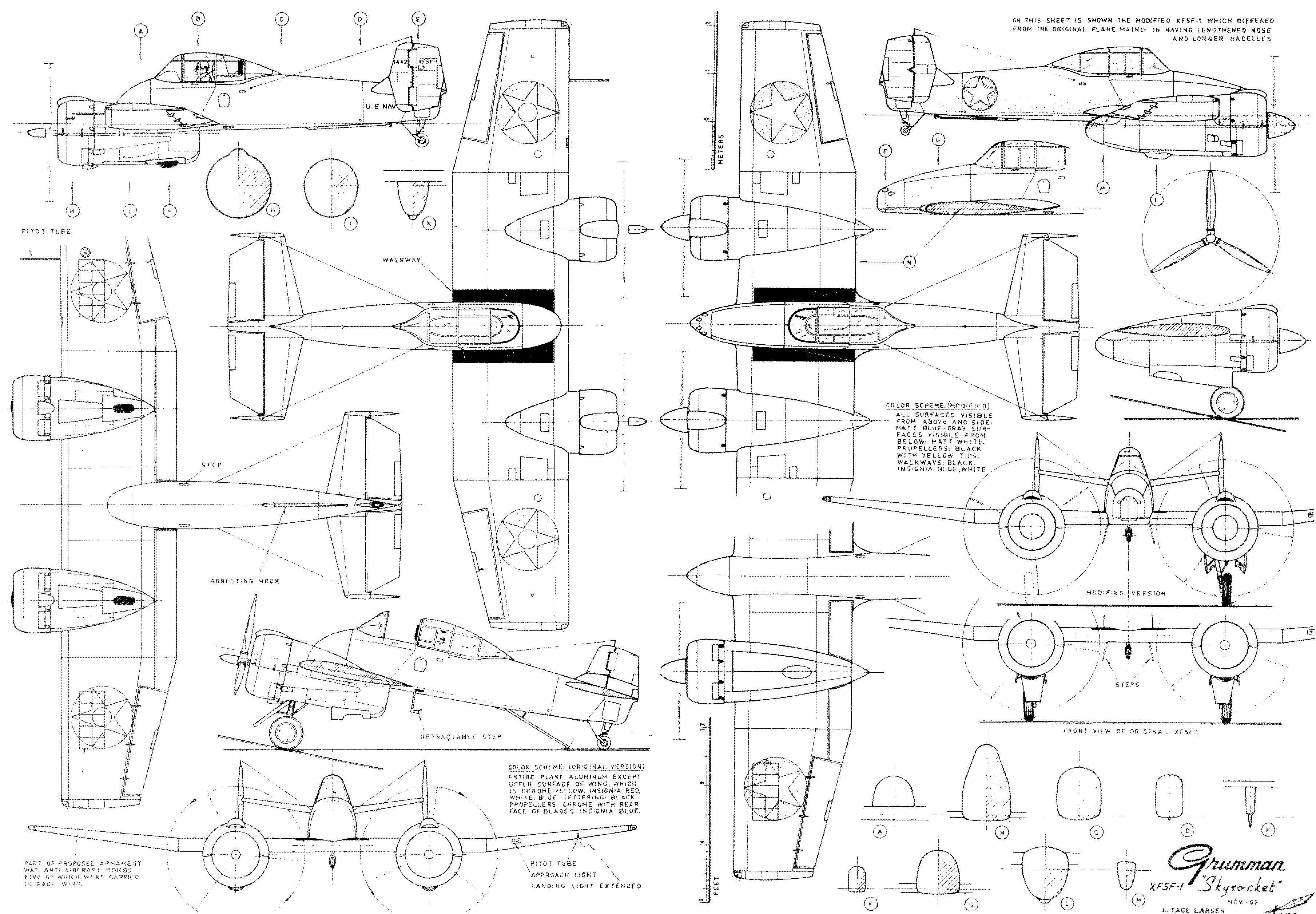 Чертеж Grumman XF5F Skyrocket