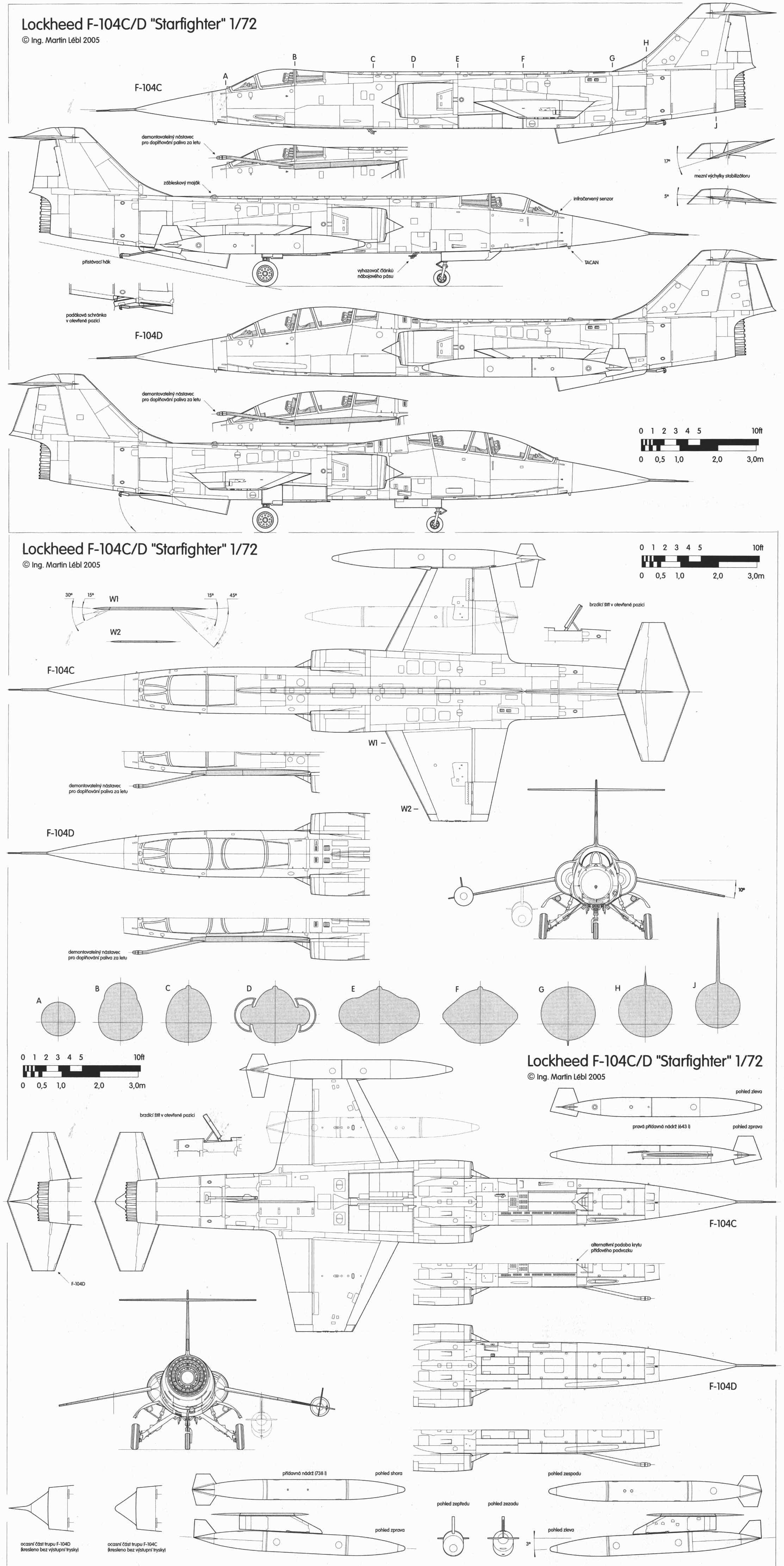 Чертеж истребителя Lockheed F-104