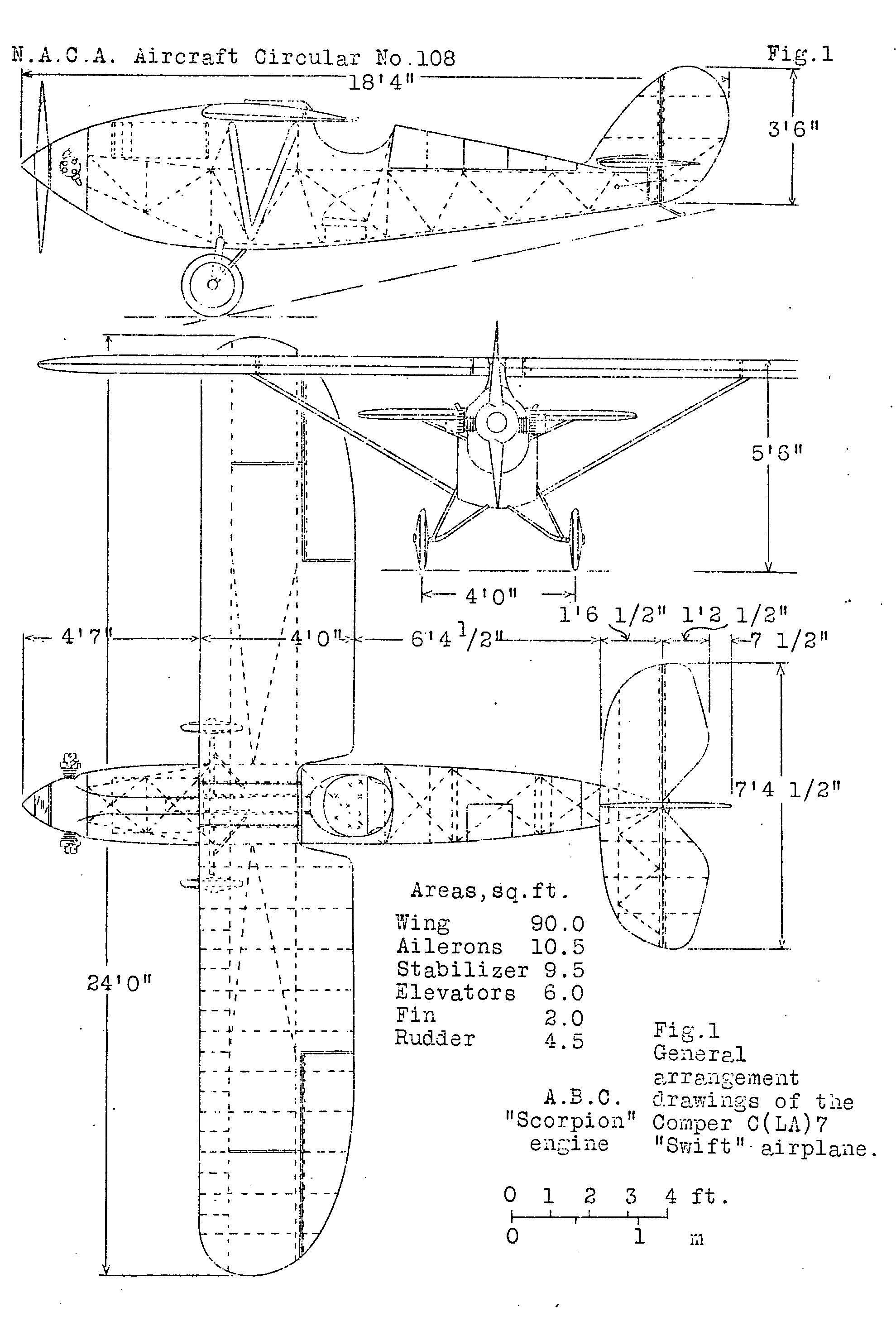 Чертеж Comper C.L.A.7 Swift