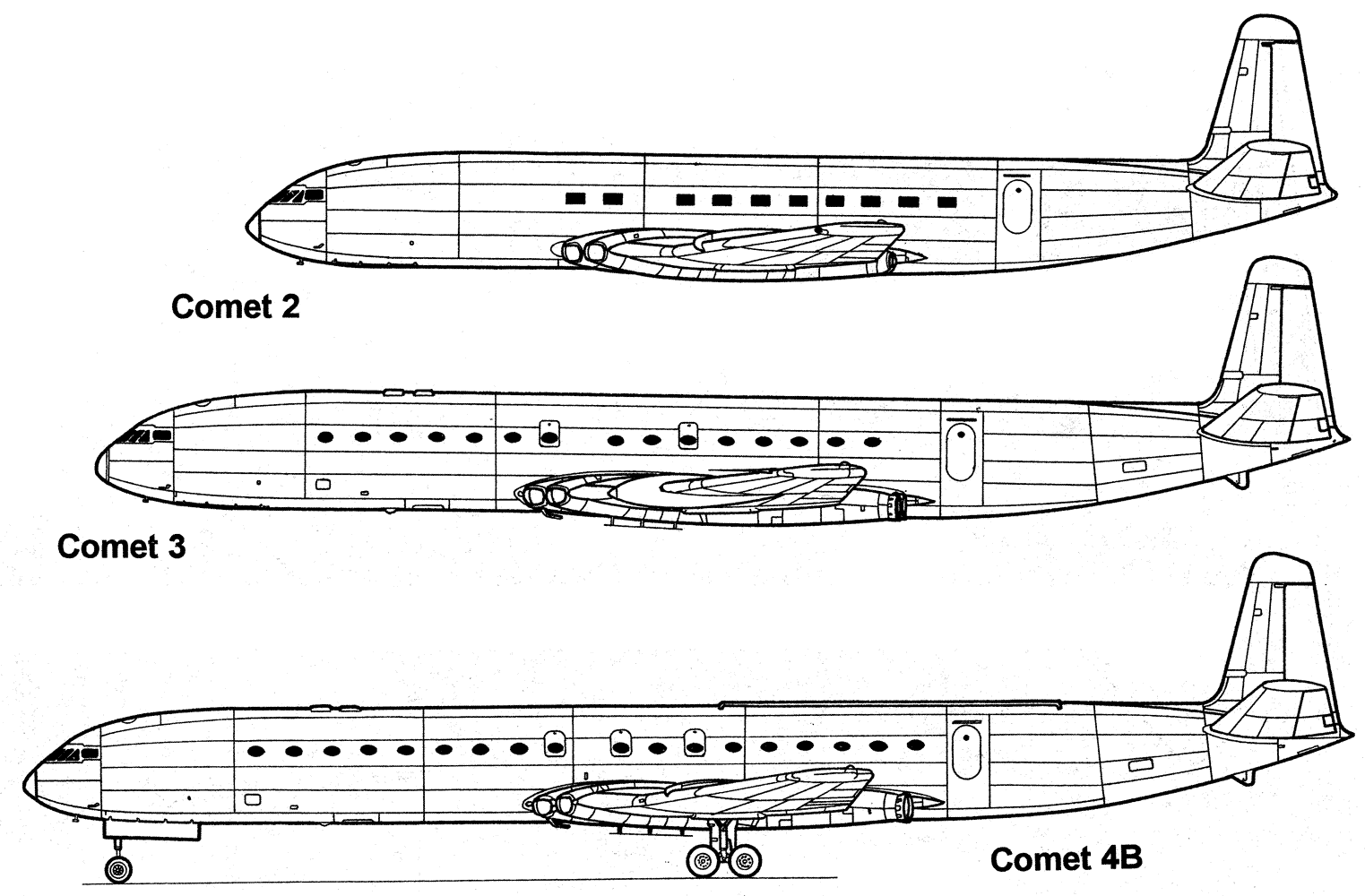 Силуэты Comet 1, Comet 2, Comet 4В