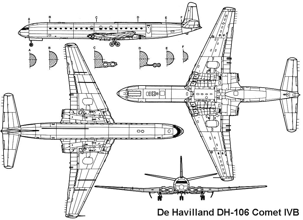 Чертеж Havilland DH.106 Comet 4B