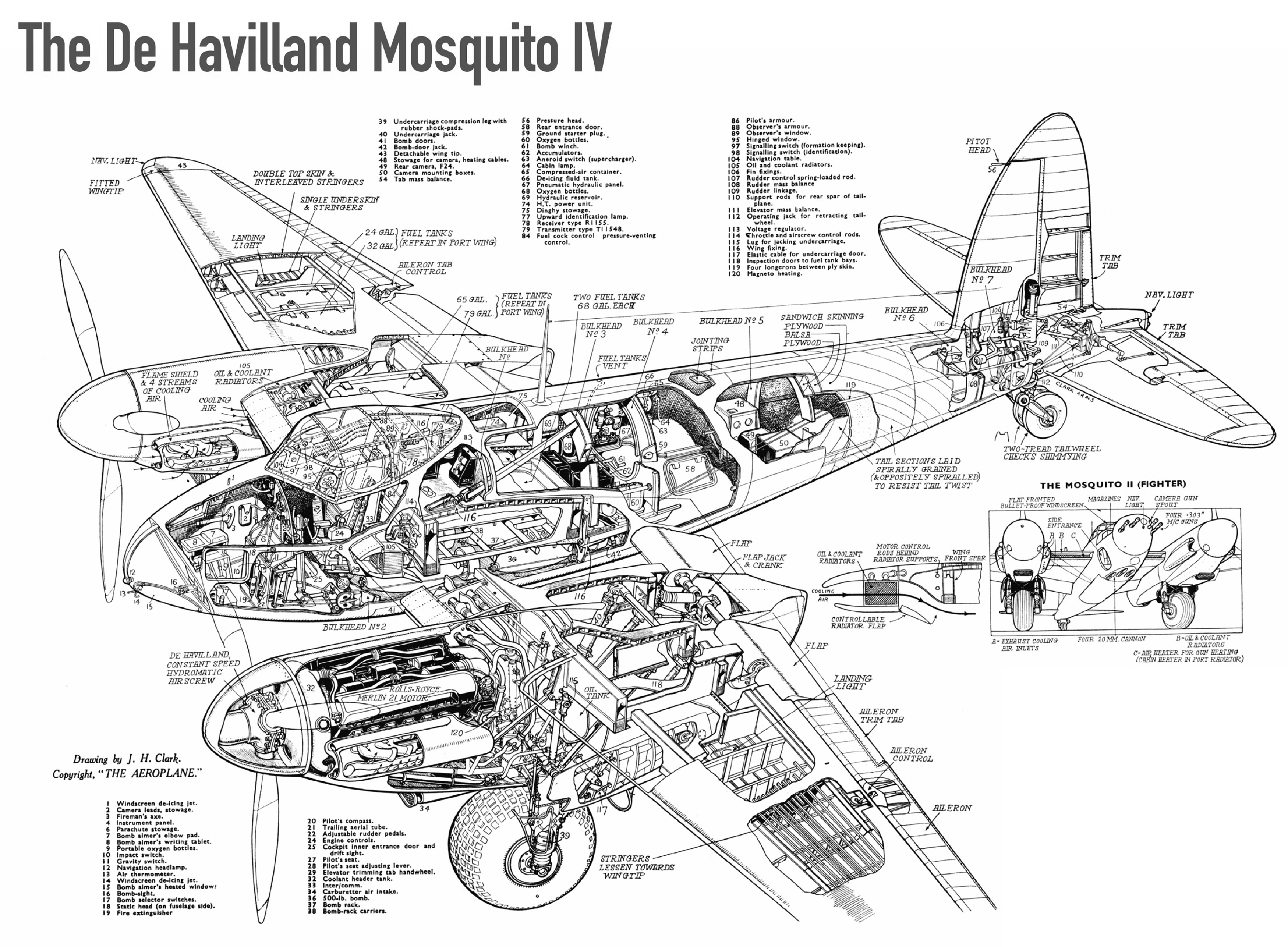 Компоновочная схема Havilland Mosquito B.Mk.IV