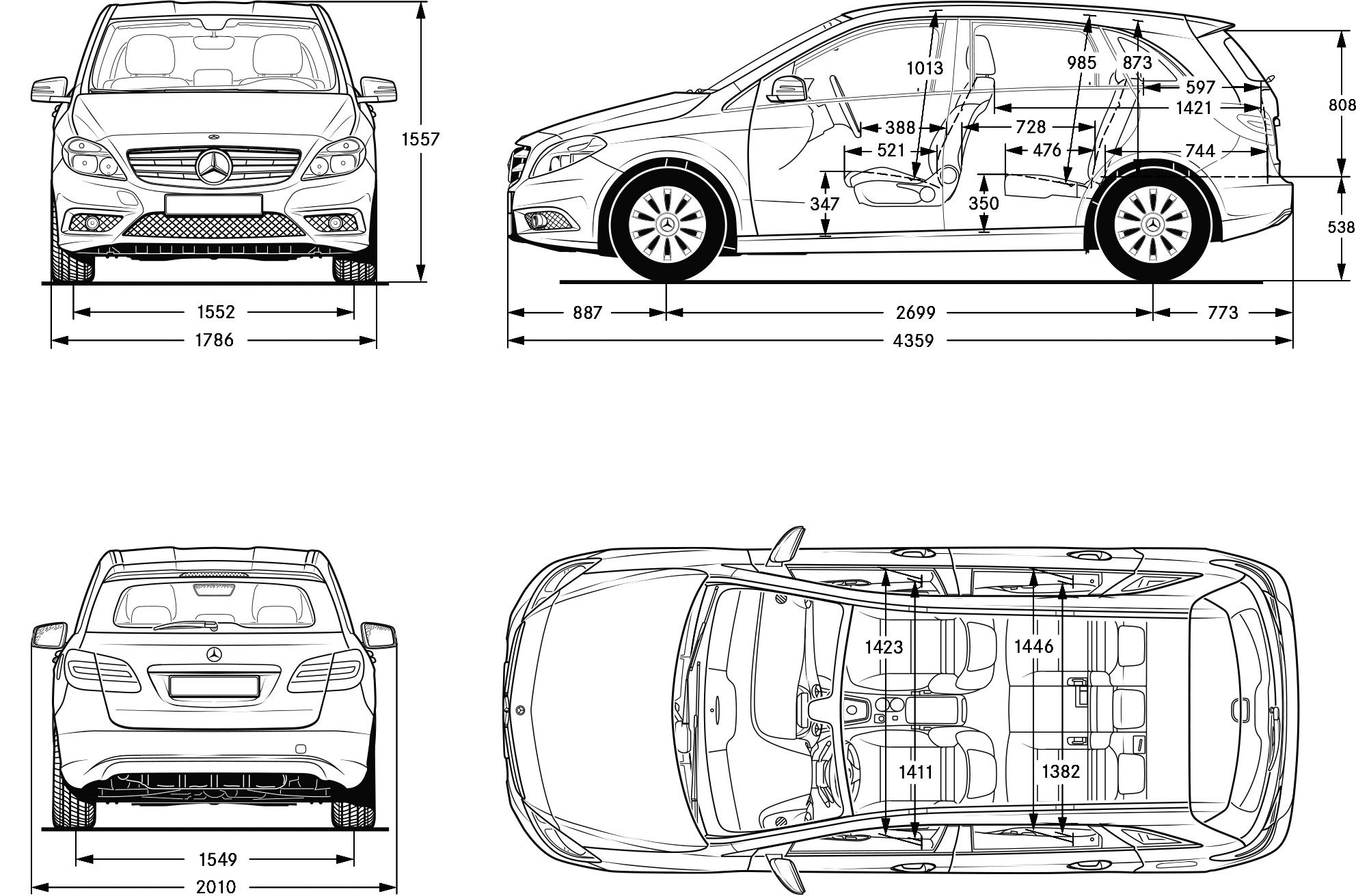 Чертеж Mercedes-Benz w246
