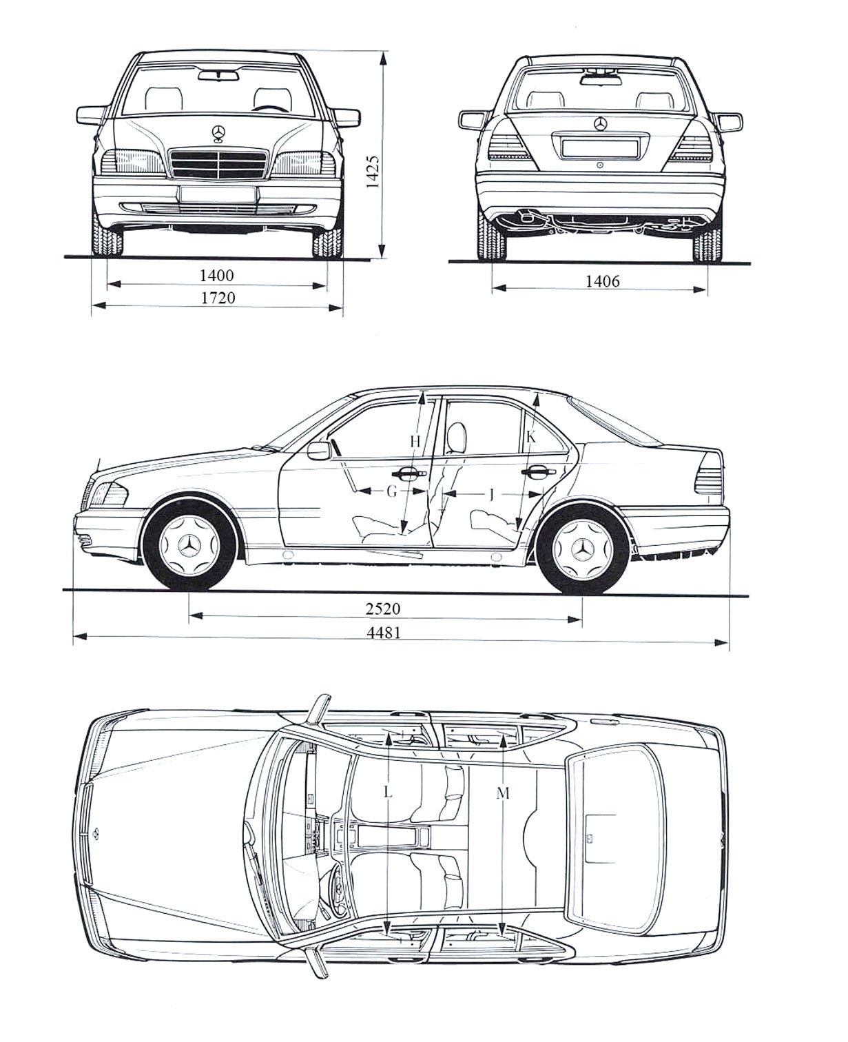 Чертеж Mercedes-Benz w202