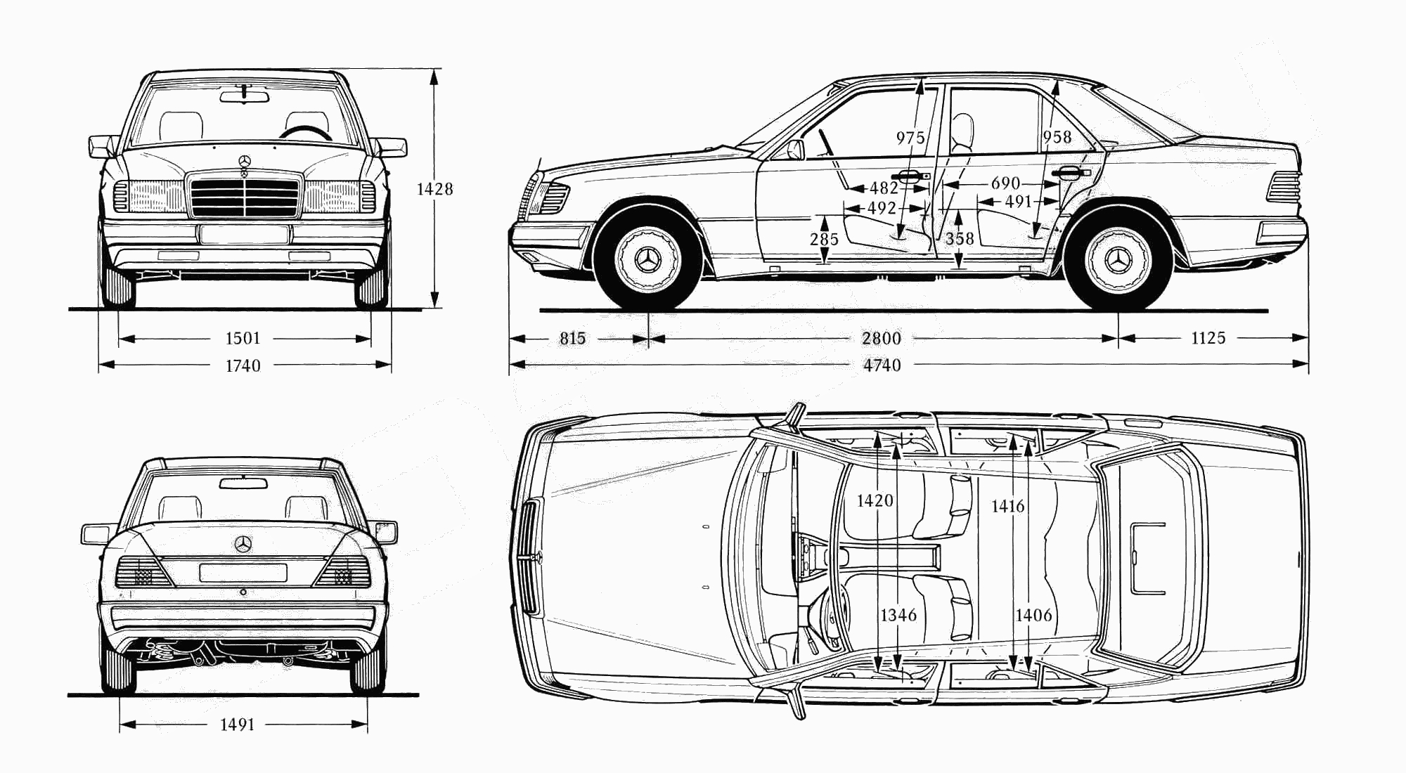 Чертеж Mercedes-Benz w124