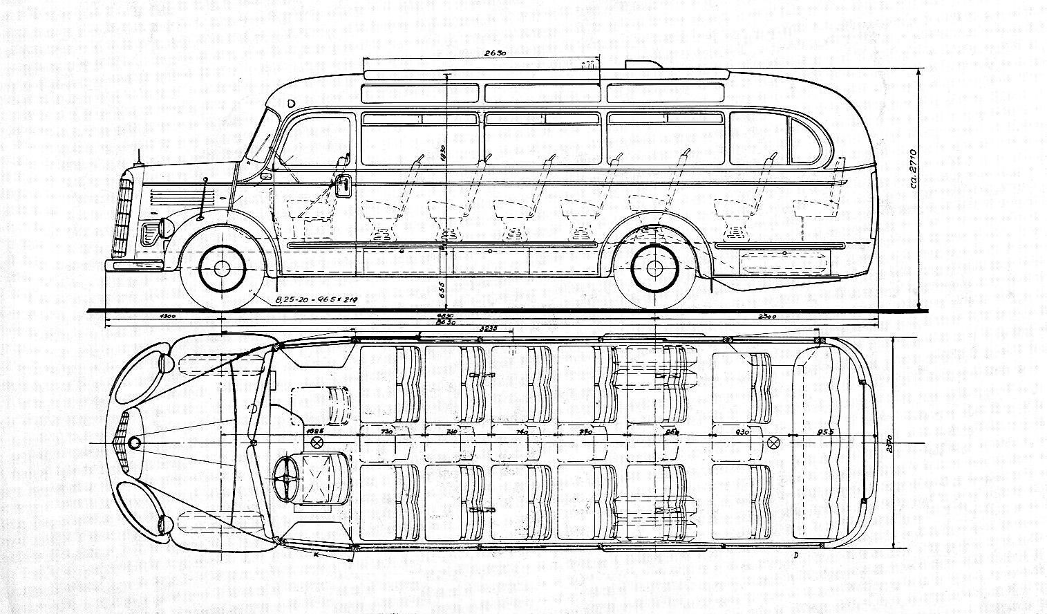 Чертеж Mercedes-Benz O3500