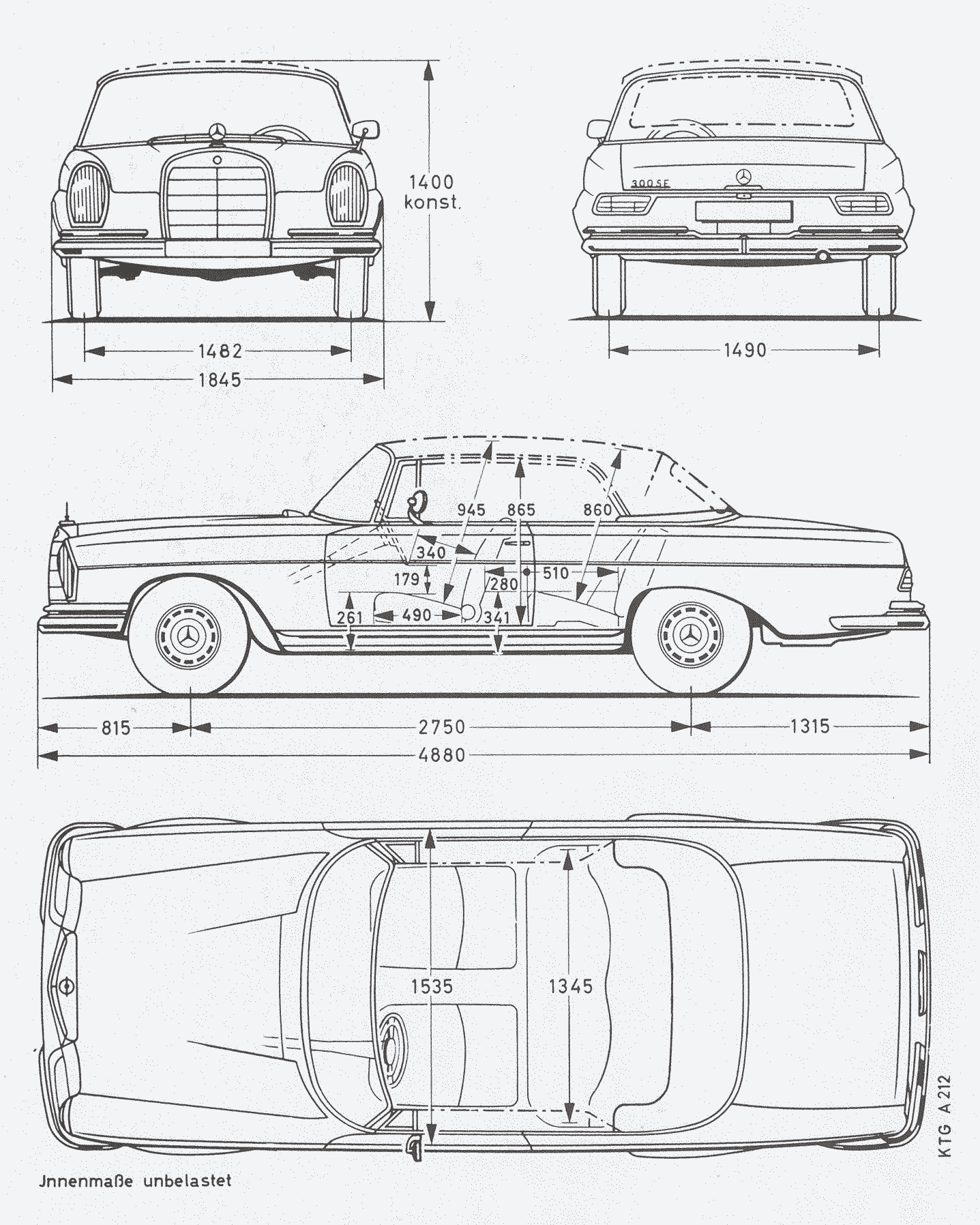 Чертеж Mercedes-Benz w111