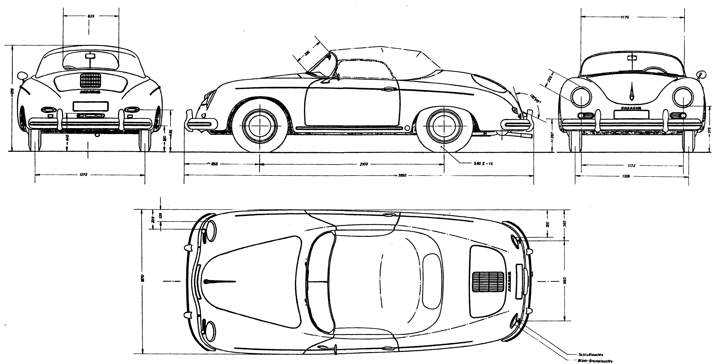 Чертеж Porsche 356