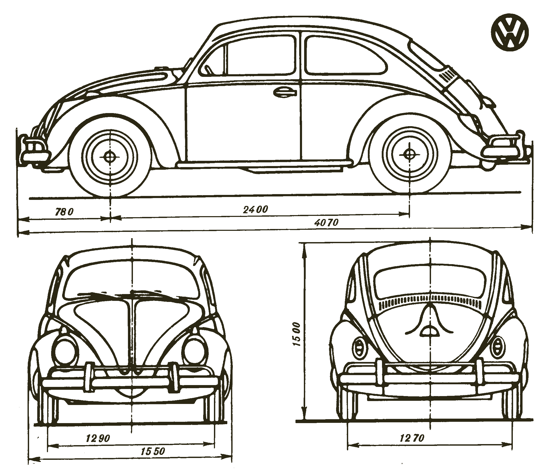 Чертеж Volkswagen Beetle