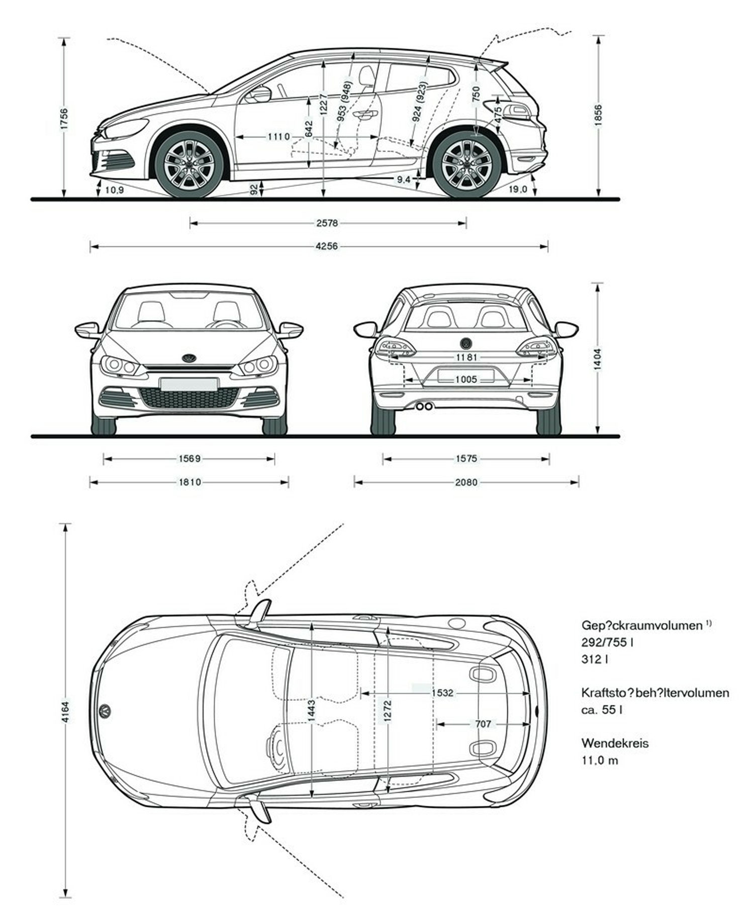 Чертеж Volkswagen Scirocco III