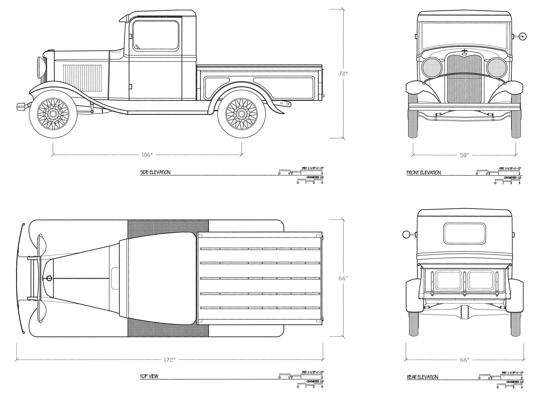 Чертеж Ford Model B Pick-Up