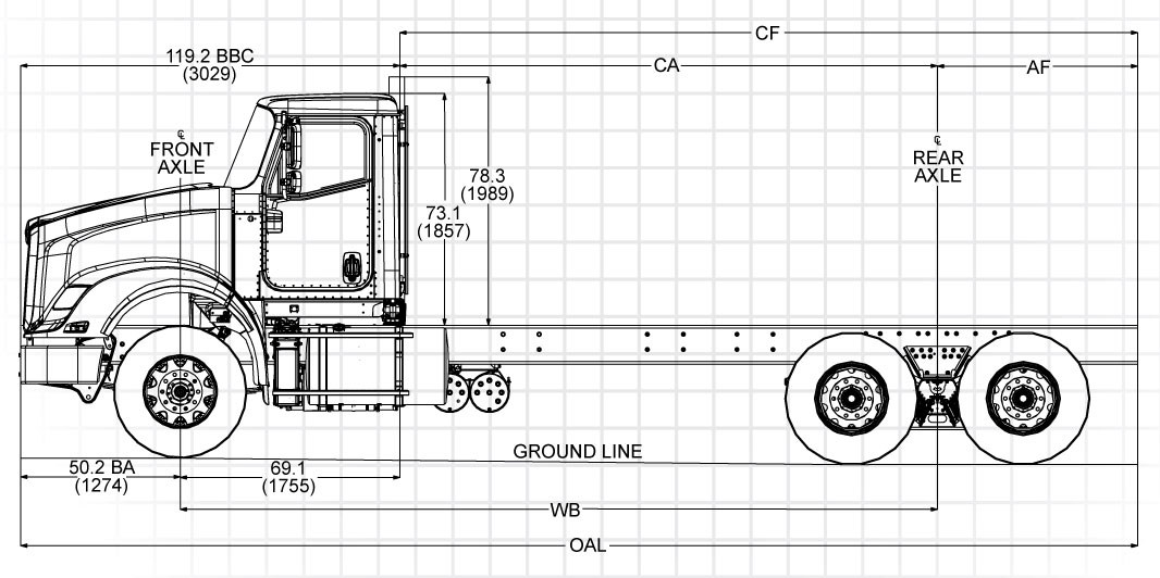 Чертеж грузовика International HX620