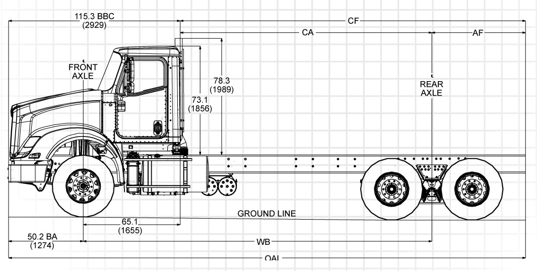 Чертеж грузовика International HX615