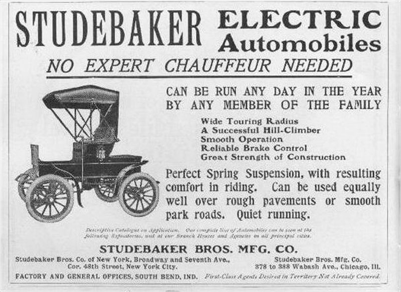 Реклама Studebaker Electric 1903 года выпуска