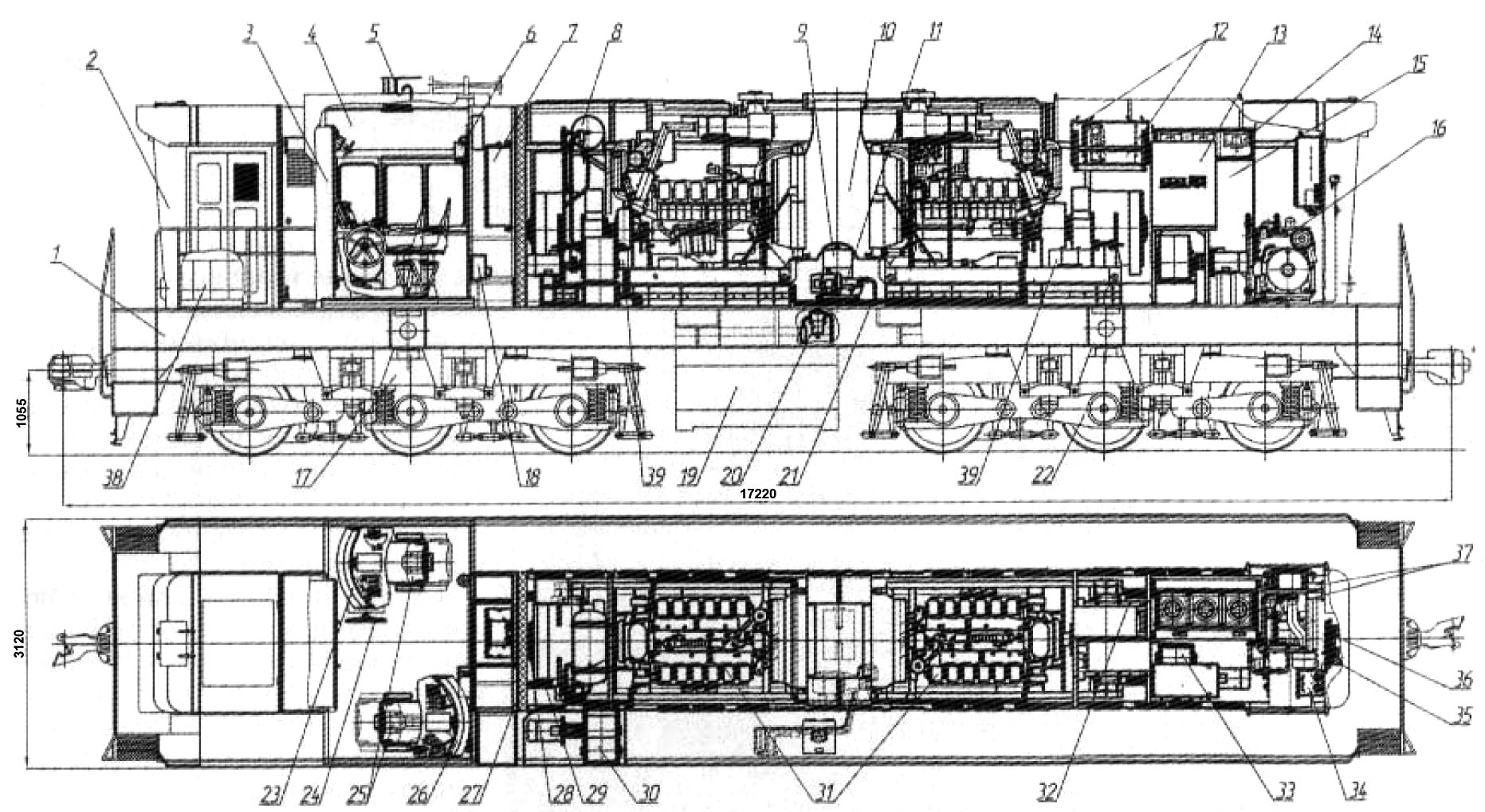 Чертеж модернизированного двух дизельного ЧМЭ3