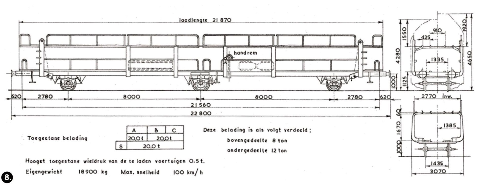Чертеж вагона-автомобилевоза Lcs / Lacs / Laes / Laekkms