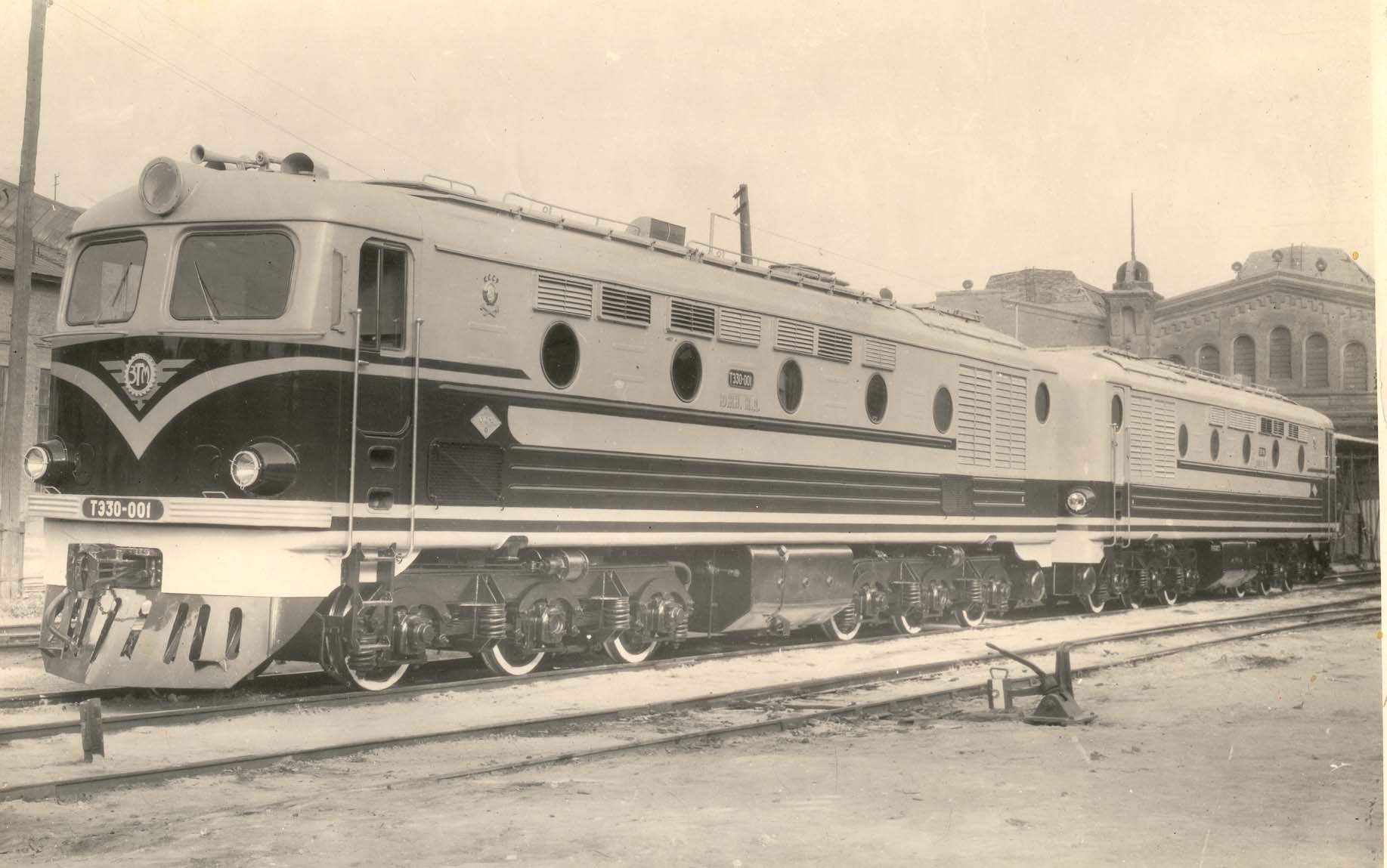 Тепловоз ТЭ30-001 на выставке у Рижского вокзала, Москва, 1961 год