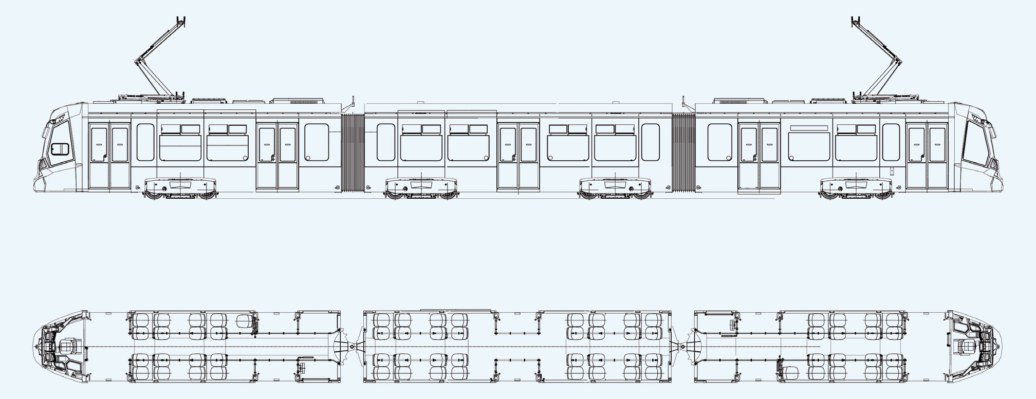 Чертеж трамвая Чижик