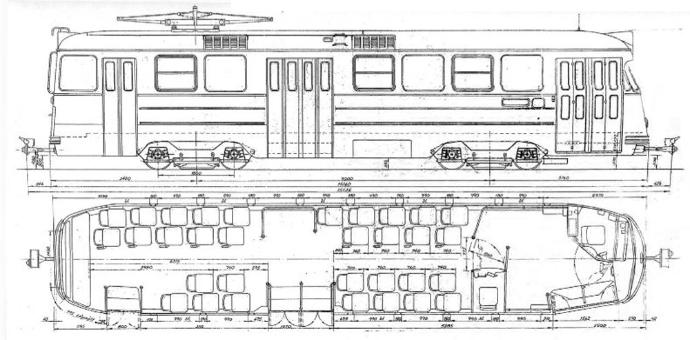Чертеж трамвая M28