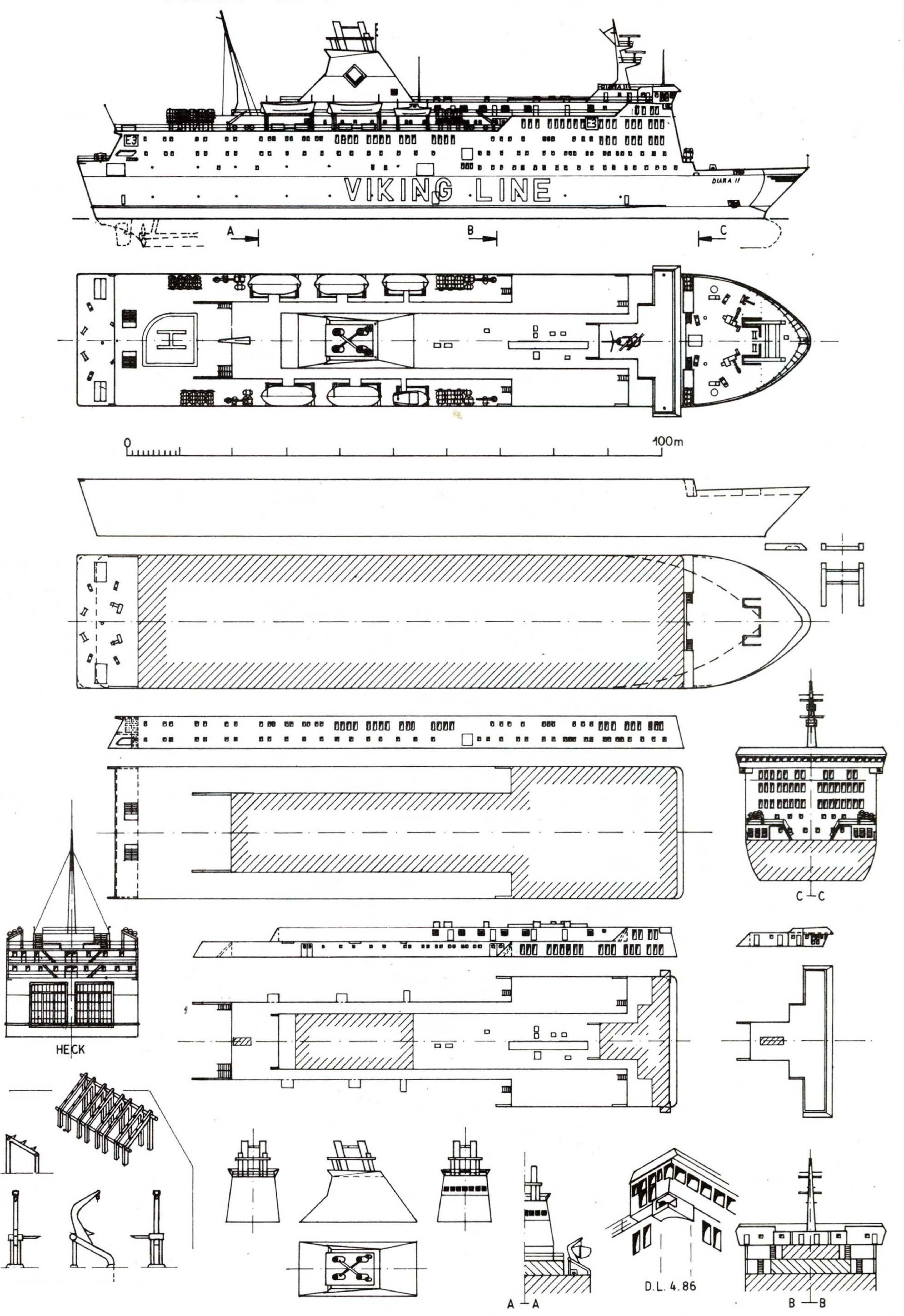 Чертеж лайнера Diana II