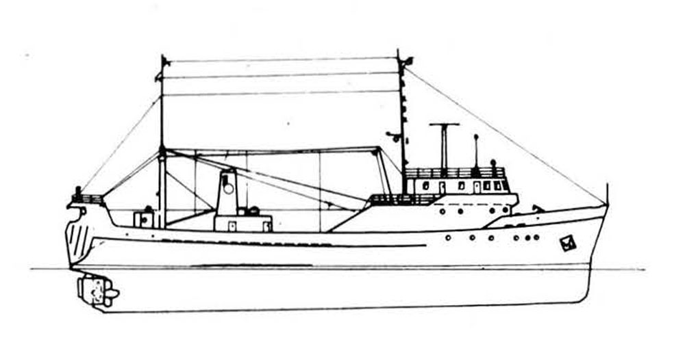 Проекция рыболовного морозильного траулера типа 